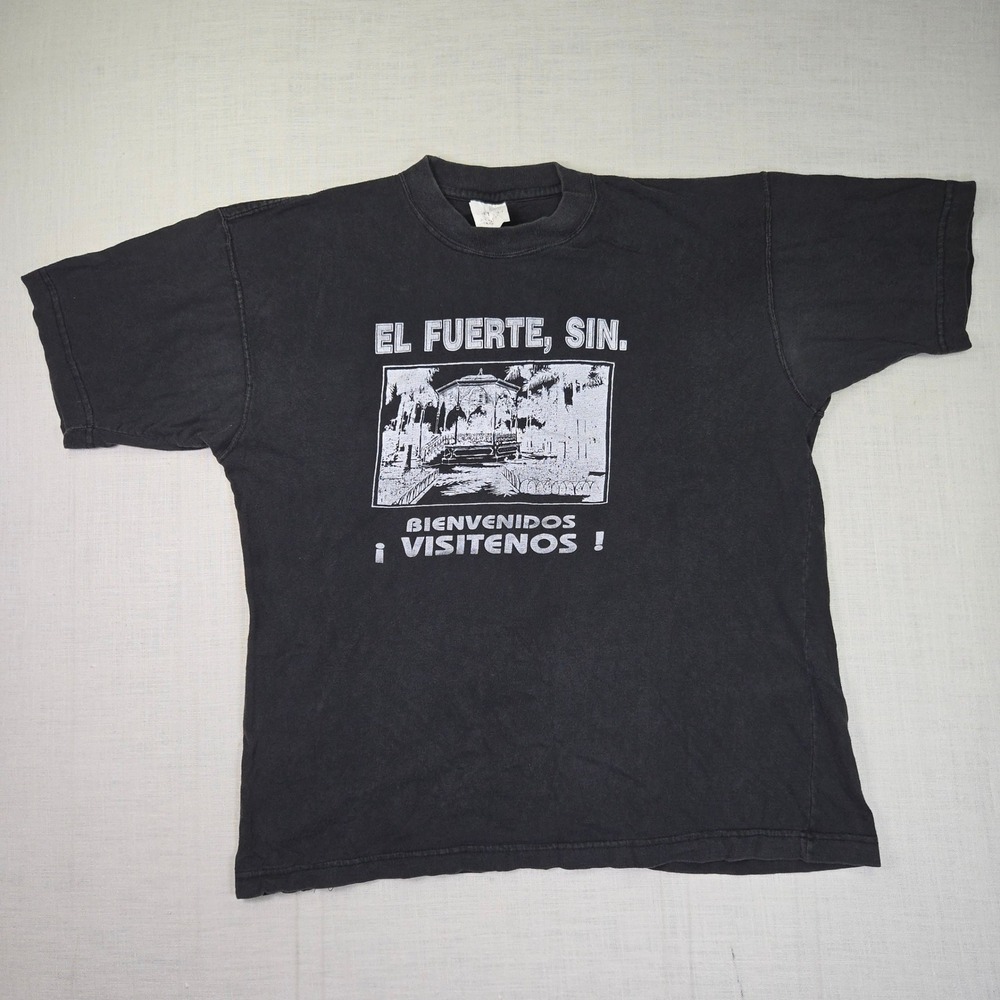 VTG Yazbek El Fuerte Sinaloa Mexico T Shirt Black Mens Large 90s‎ Retro Souvenir